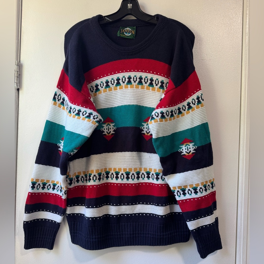Jantzen Men’s Crewneck Neck Multi Geometric Pullover Sweater